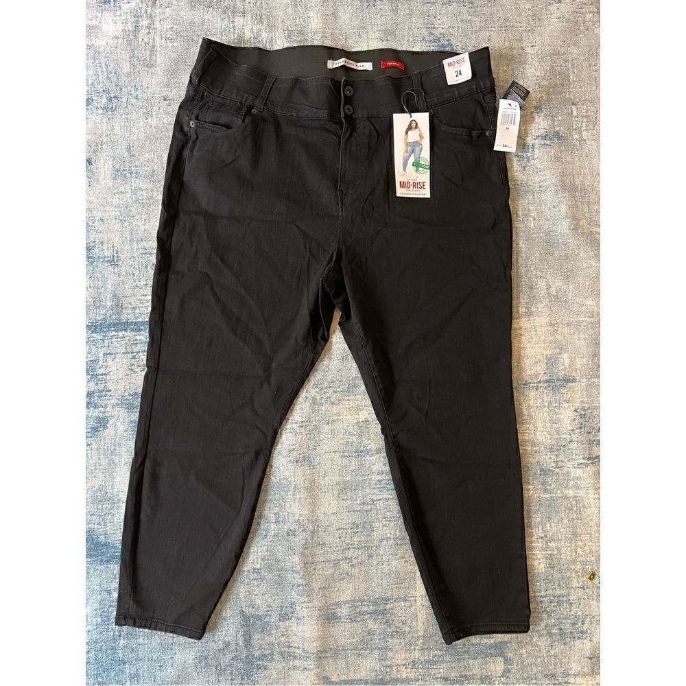 NWT! Celebrity Pink Black The Rider Skinny Midrise Denim Jeans Size 24